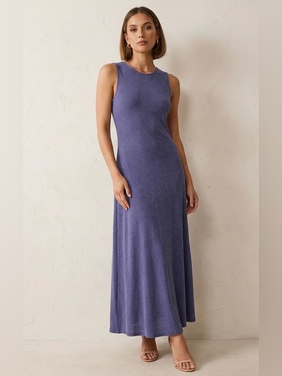 Dresses & Skirts - Sleeveless Glittery Purple Knit Maxi Dress - Unbranded
